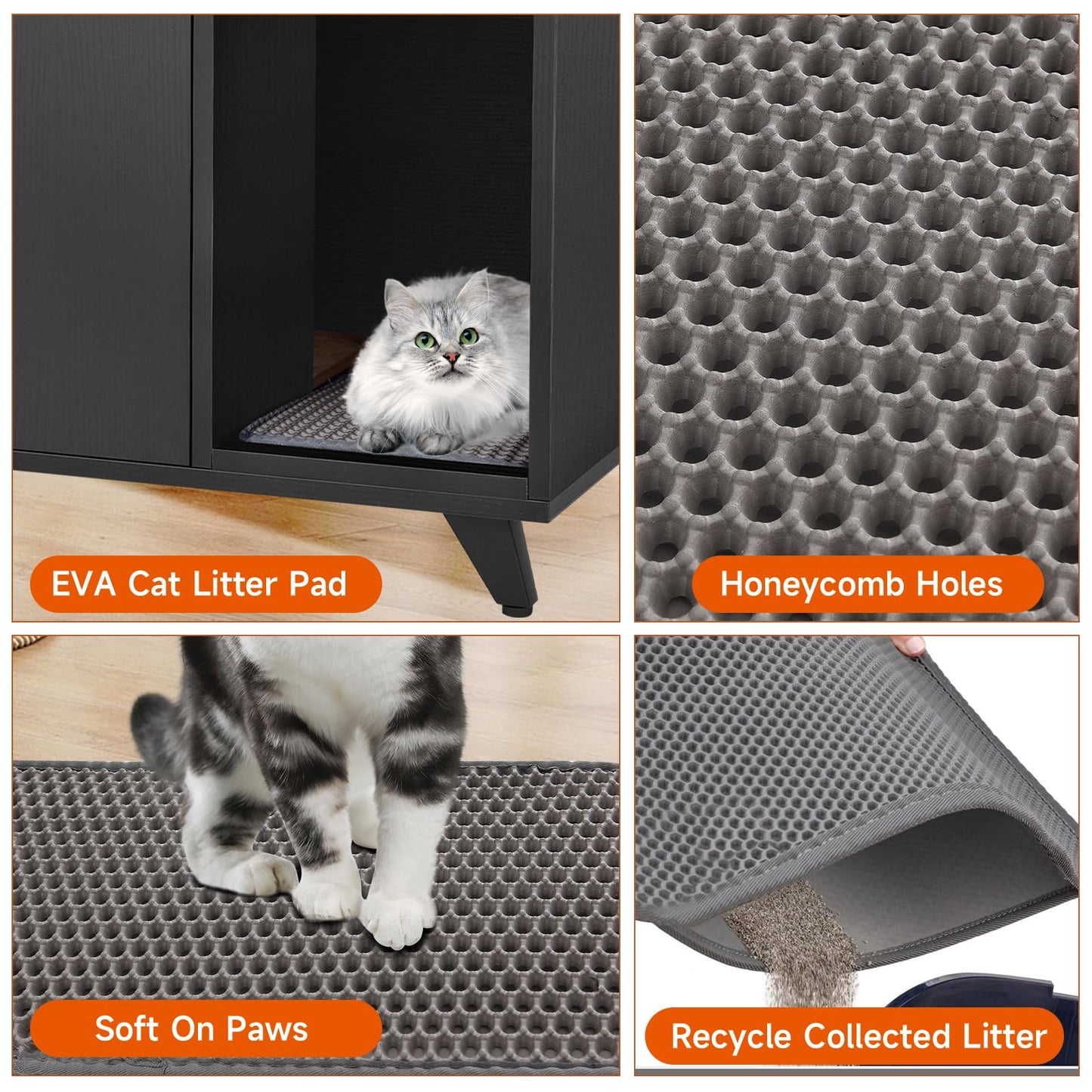 QuicMiou Cat Litter Box Enclosure, Hidden Litter Box Furniture Washroom Storage Cabinet, Modern Cat House with Scratche Pad (Black) - WoodArtSupply