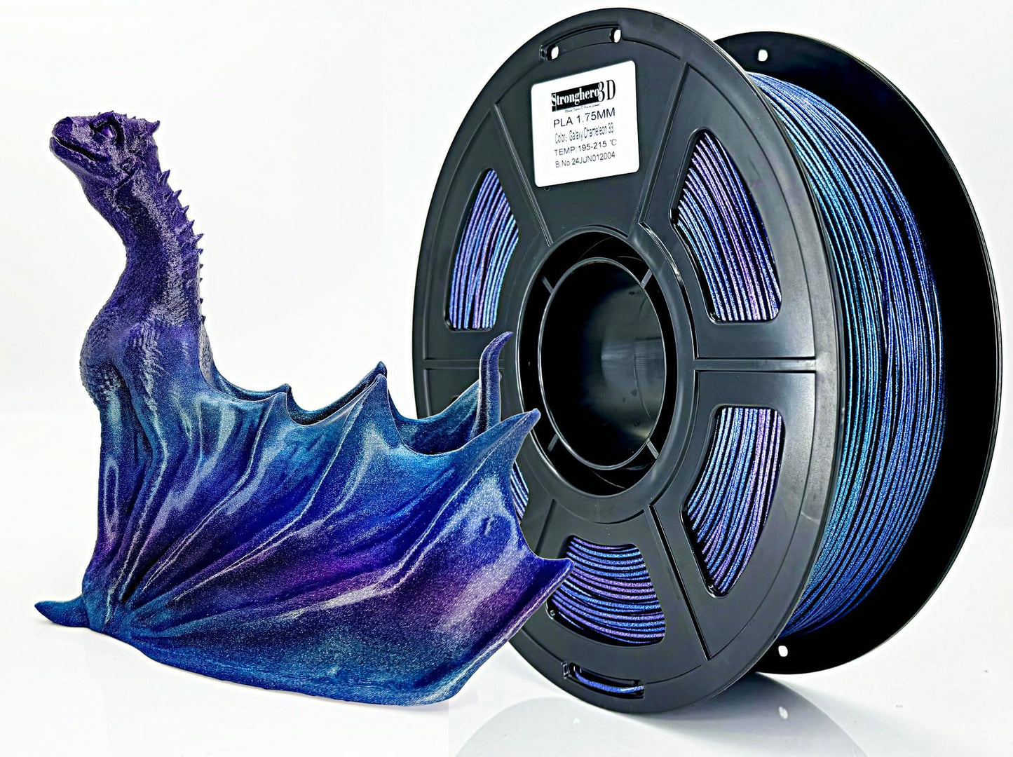 Stronghero3D PLA 3D Printer Filament 1.75mm, Chameleon Galaxy Tri Color, Multicolor,Starry Sparkling Accuracy +/-0.05mm Net Weight 1kg/2.2lb - WoodArtSupply