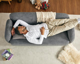 PaPaJet 3 Seater Sofa, Modern Couch with Soft Boucle Upholstered, Comfy Cloud Sofa Couch for Living Room Home Office Sherpa Grey Curved Couch PaPaJet