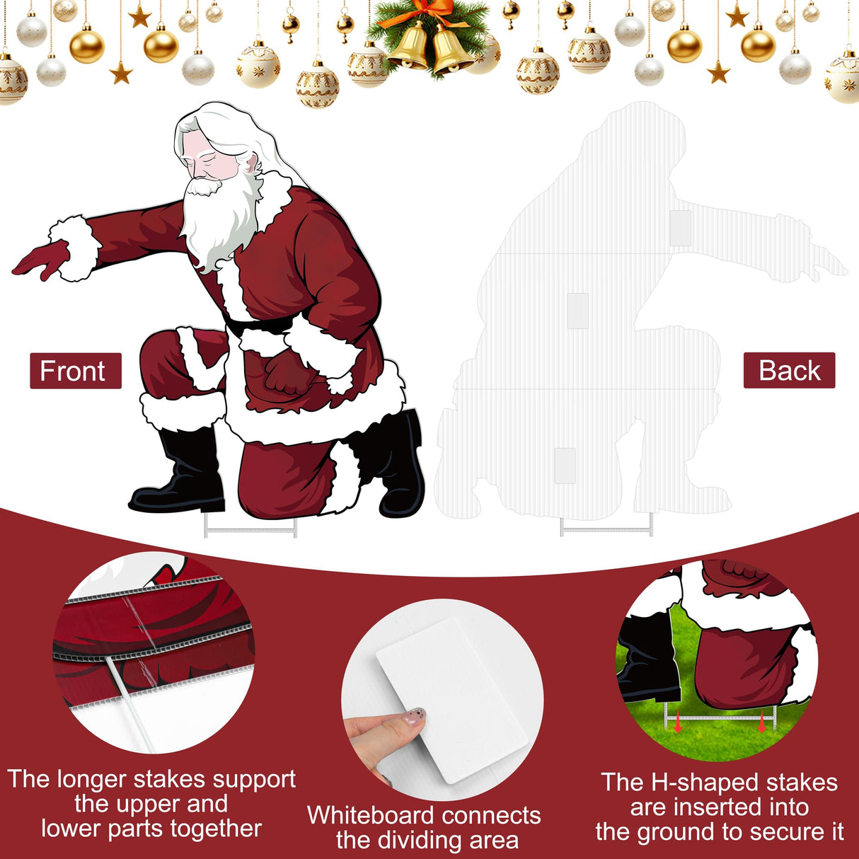 Vivantia Santa Jesus Nativity Set Large 90cm Tall Weatherproof Religious Santa Holy Jesus Birth Christian Nativity Scene with Metal Stakes for Outdoor Christmas Holiday Lawn Home Garden Yard Decor Vivantia