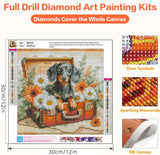 Axquilon Dog Diamond Art Kits for Adults, Dachshund Diamond Painting Kits for Adults, Dog 5D DIY Paint by Diamond Round Full Drill Home Wall Decor Gift 12x12In Axquilon
