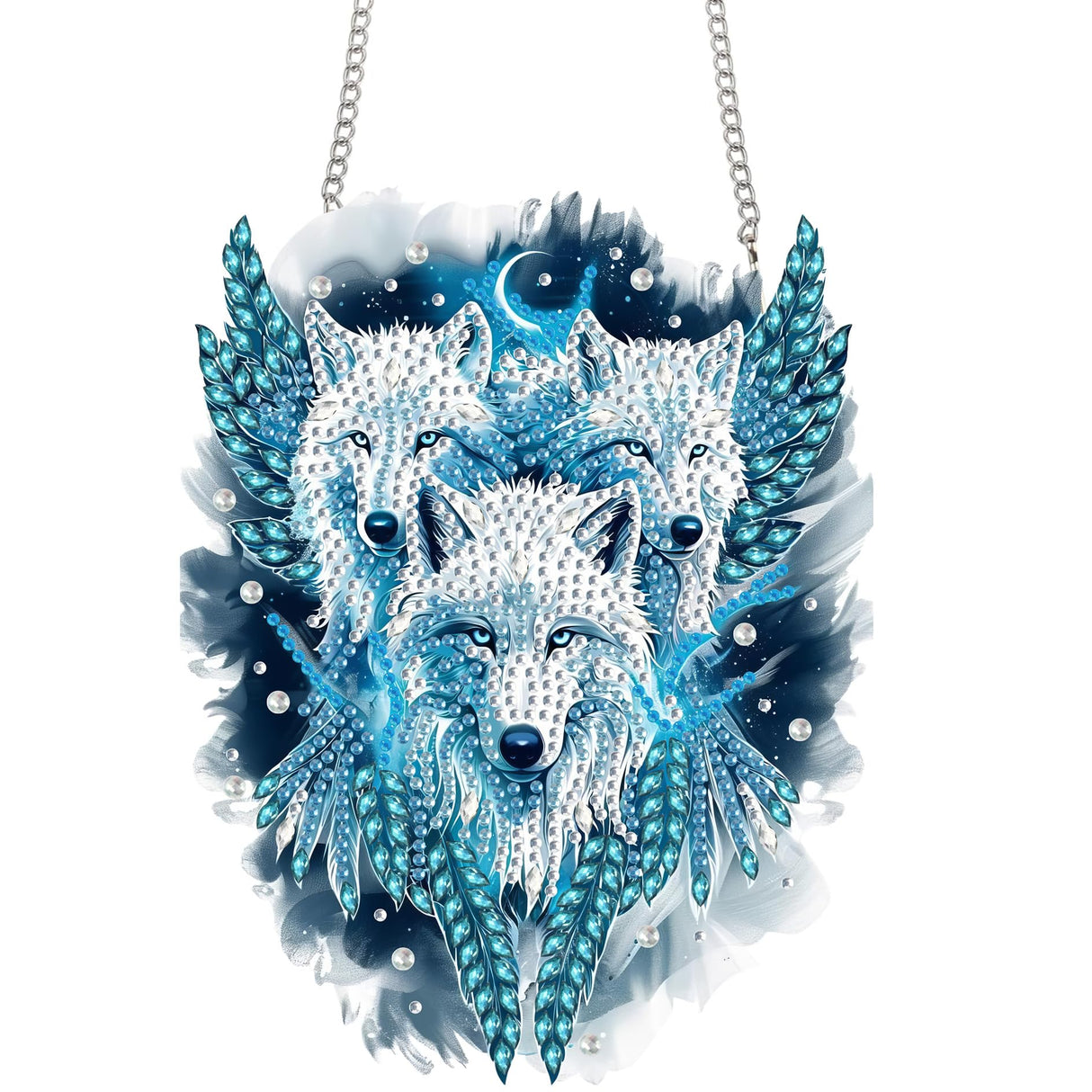 Yomiie Wolves Sun Catcher Window Hanging - DIY Double Sided Animals Diamond Painting Pendant Kits for Adults, Acrylic Diamonds Art Ornament for Indoor/Outdoor Garden Home Decoration (8x8 inch) Yomiie