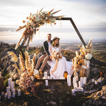 DearHouse Wooden Wedding Arch, 7.2FT Hexagon Wooden Arch for Wedding Wood Arch Wedding Arbor Backdrop Stand for Ceremony Rustic Wedding Birthday Parties Indoor Outdoor Garden Decor - WoodArtSupply