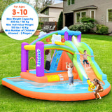 Easyair Inflatable Bounce House Water Slide for Kids, Rainbow Cloud Splash Pool, Indoor Or Outdoor Bouncy Castle, Climbing Wall, 2 Basketball Hoops, Jumper Included 470W Blower Easyair