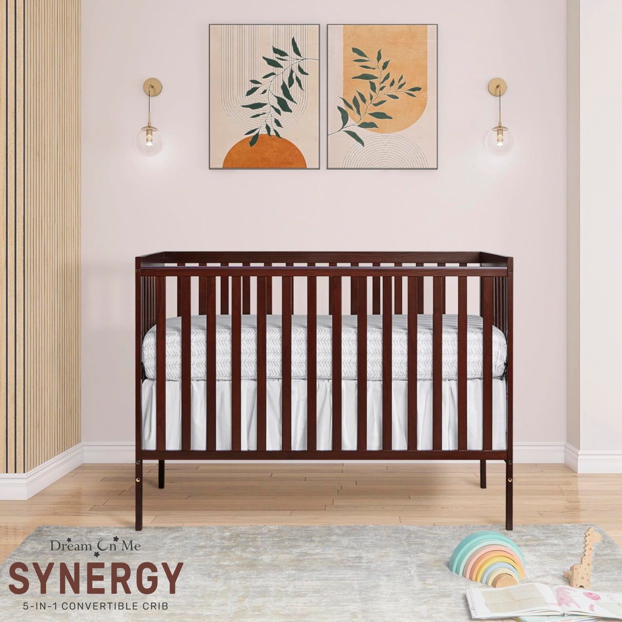 Dream On Me Synergy 5-In-1 Convertible Crib In Espresso, Greenguard Gold Certified Dream On Me