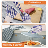 Oven Gloves, 932°F Heat Resistant Gloves, Oven Mitts with Fingers, Grill Gloves Heat Proof for Men Women, BBQ Gloves Silicone Grip, BLUESTEER Fireproof Gloves for Kitchen Cooking, Grilling, Baking BLUESTEER