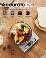 Mik-Nana Food Scale, 22lb Digital Kitchen Scale Weight Grams and Ounces for Baking Cooking Coffee Package Postage, 6 Units with Tare Function, LCD Display, Easy Clean Stainless Steel (Silver) Mik-Nana