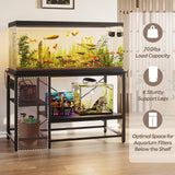 Bestier 55 Gallon Fish Tank Stand with Power Outlet, 49x13 Metal Aquarium Stand, 6-Leg Long Reptile Tank Stand with 3-Tier Adjustable Storage Shelves, 700LBS Capacity, Black Oak Bestier