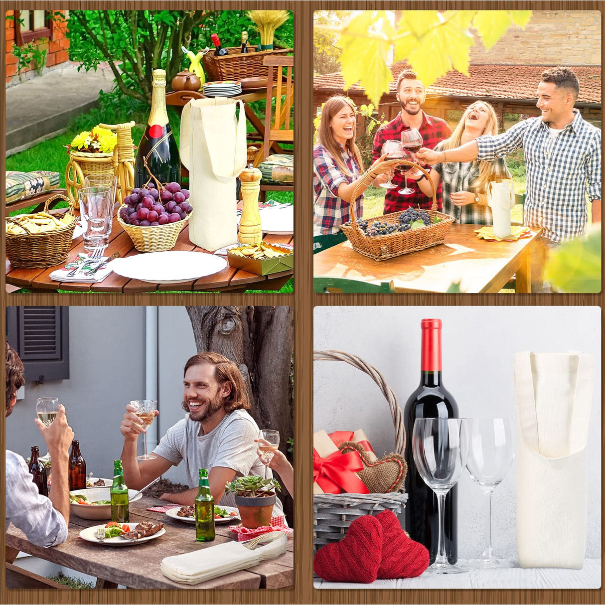 Hoolerry 12 Pcs Wine Tote Bag Canvas Wine Bag with Handle Wine Purse Sublimation Blank Bottle Gift Tote Reusable Washable Wine Carrier Hoolerry