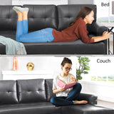 Naomi Home Transform Any Space: Sleeper Sectional Sofa with Convertible Sofa Bed & Inviting Chaise. Find Tranquil Comfort with Stress-Relieving Design & Durable Cushions - Black/Air Leather Naomi Home