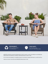 KINGYES Adjustable Folding Adirondack Chair, HDPE Reclining Adirondack Chair with Cup Holder, All Weather Resistance Embossing Oversize Adirondack Outdoor Chair, Brown KINGYES