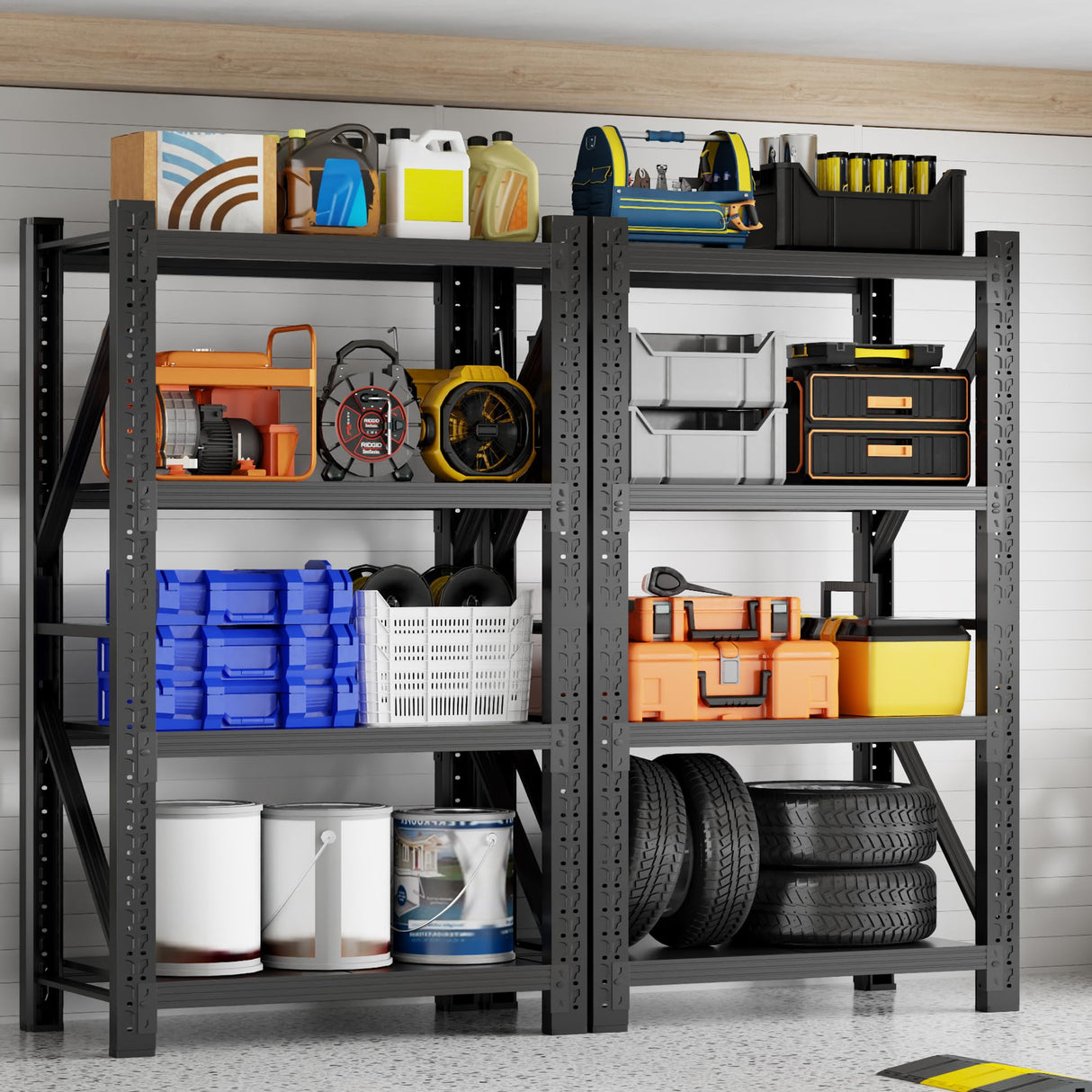 CXUZCZ 3000LBS Garage Shelving 32" W Garage Shelving Heavy Duty 4-Tier Metal Storage Shelves Adjustable Shelf Unit Storage Rack for Basement Supermarket Warehouse 32" W x 20" D x 63" H Black CXUZCZ