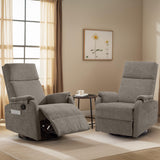 Korser Recliner Chairs, Swivel Rocking Recliner Chair for Adults, Glider Rocking Chair, Small Nursery Recliner for Living Room, Reclining with Modern-Designed Armrests, Chenille, Brown Korser