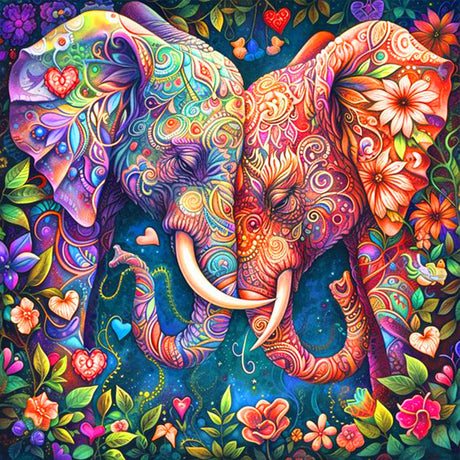 Elephant Diamond Art Kits for Adults-DIY 5D Elephant Diamond Painting Kits for Adults Beginners, Full Drill Paint by Diamonds Art Painting Flowers Crafts for Home Wall Art Decor 14x14in croshom