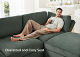 HONBAY Modular Sectional Couch with Storage Corduroy L Shaped Sectional Couches for Living Room,Green HONBAY