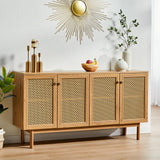 AMERLIFE 63" Sideboard Buffets Cabinet, 2-Adjustable Shelves Sideboard with 4 Doors, Large Accent Storage Credenzas for Living Room, Dining Room, Bedroom, Natural AMERLIFE