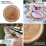 Efavormart 6 Pack | 13" Rustic Natural Wood Slice Design Disposable Serving Trays, Round Farmhouse Paper Charger Plates Efavormart.com