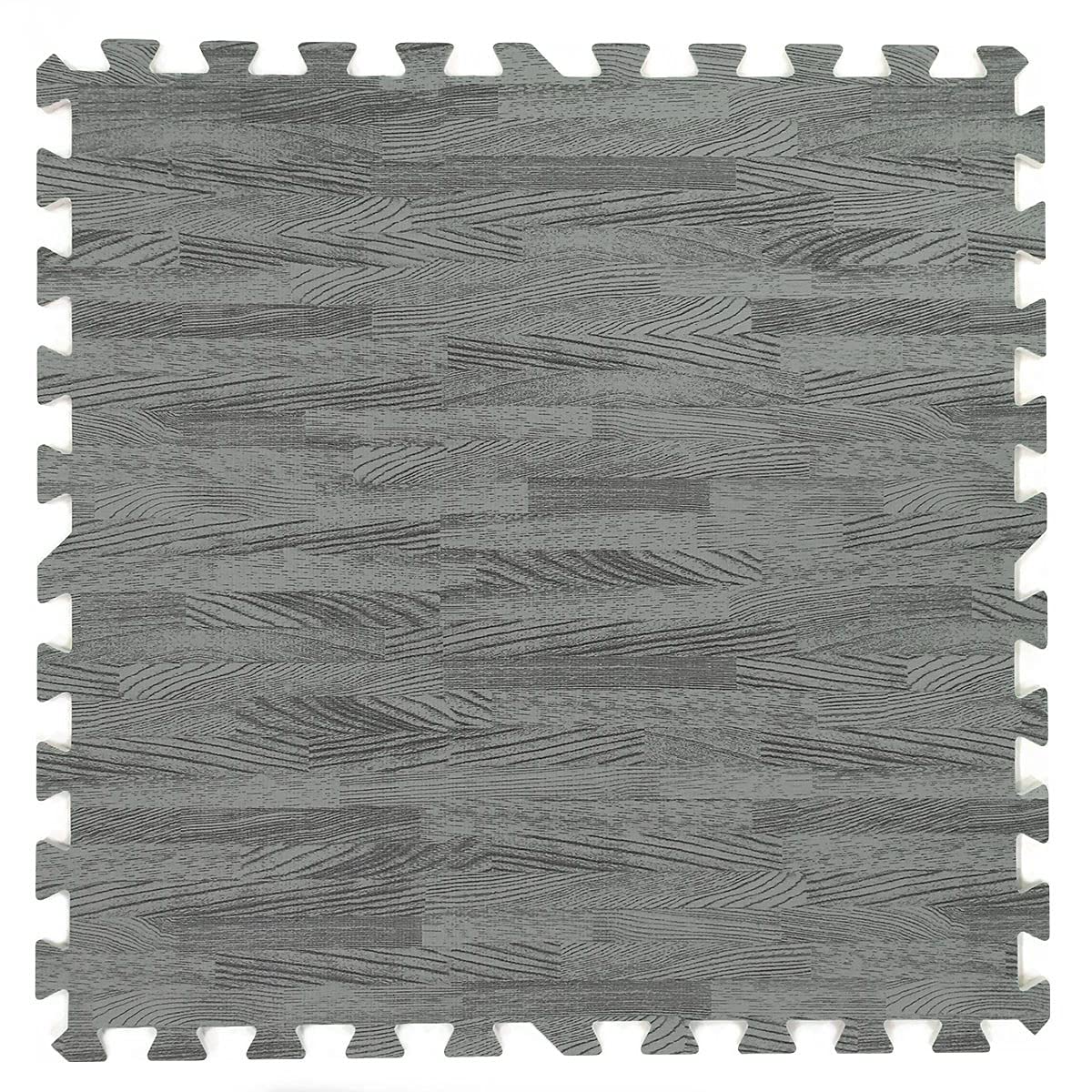 Home Aesthetics 100 Sq. Ft 3/8 Inch Thick Printed Foam Tiles Interlocking Foam Mat, Sea Haze Grey Wood Grain Style Print, (24"x24", 25 pcs), Protective Flooring for Home, Gym Exercise or Trade Show Home Aesthetics