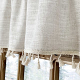 Boho Tassel Kitchen Valances for Windows Modern Farmhouse Cotton Linen Valance Curtains Topper Country Rustic Bathroom Small Window Treatment Bohemian Decor (55x15 inch, Natural) Oindec