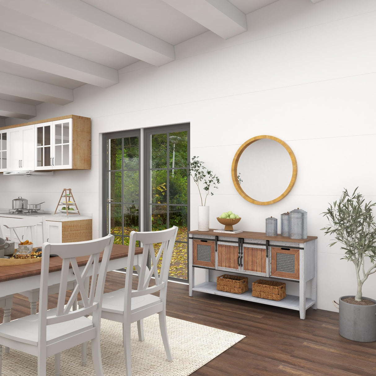 Deco 79 Metal Living Room Decorative Jars Galvanized Ribbed Decorative Container with Gold Ball Knobs, Set of 3 Jar with Lid 12", 9", 8"H, Gray Deco 79