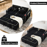 3 in 1 Sleeper Sofa Couch Bed,Velvet Convertible Loveseat Sleeper Sofa Bed,Pull Out Sofa Bed With USB Port & Ashtray and Swivel Phone Stand & Storage Pockets,Modern Sleeper Sofa for Living Room,Black WIIS' IDEA