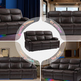 Power Recliner Sofa with LED Lights, USB Charging & Console – PU Leather Wall Hugger Couch for RV, Home Theater & Living Room Electric Reclining Sofa with Cup Holders& Zero-Wall Clearance Design LURVIA