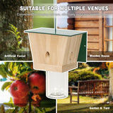 Carpenter Bee Trap for Outside - Green Pentroof Shed Style Nature Hanging Wood Carpenter Bee Traps Outdoor - Best Bee Trap - Insect Traps with Removable Vault (1 Pack) Best Bee Trap