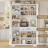 HOSTACK 71" Tall Kitchen Pantry Storage Cabinet, Farmhouse Food Pantry Cabinet with Microwave Stand, Barn Doors Kitchen Hutch Cabinet with Large Drawer and Shelves for Dining Room HOSTACK