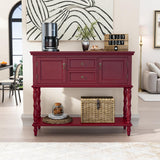 ARTPOWER Console Table with 2 Door, Open Storage Shelf and Retro Entryway Table with 2 Drawers Cabinets, Accent Table, Behind Couch Table for Living Room, Foyer and Hallway, Red ARTPOWER