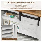 YESHOMY Coffee Table with Sliding Barn Doors & Storage, Wooden Center Rectangular Cabinet with Adjustable Shelves, for Livingroom, Bedroom, Home Office, White YESHOMY