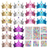 Hoedia 25PCS Foam Princess Crowns and Tiaras for Birthday Party Favors Hats, DIY Prince Crown Kit Paper Tiara with Crystal Diamond Sticker Hoedia