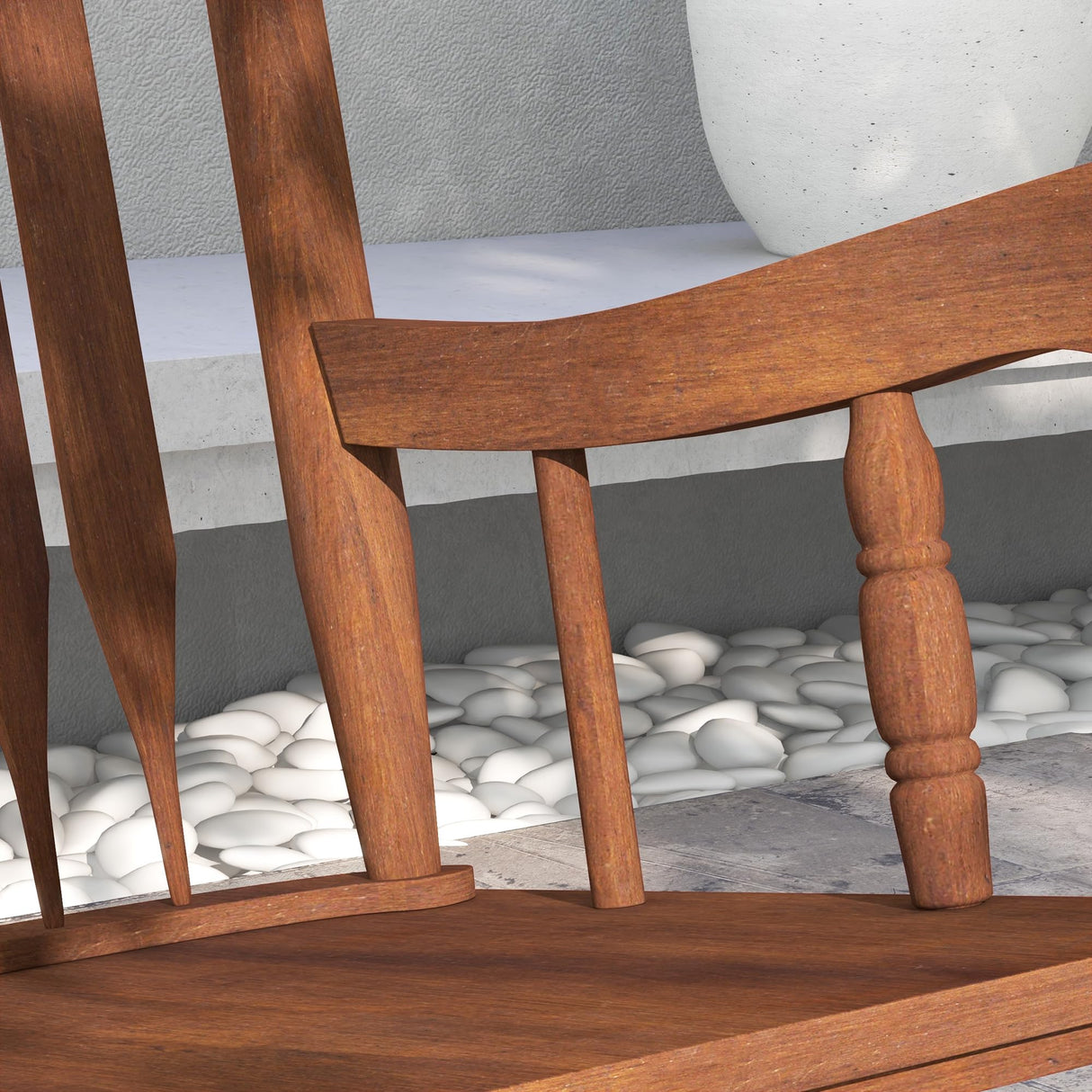 Outsunny Outdoor Wood Rocking Chair, 350 lbs. Porch Rocker with High Back for Garden, Patio, Balcony, Teak Outsunny