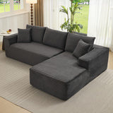 108" Cloud Sectional Couch with L-Shape Chaise, Modern Modular Sofa with Deep Seat, Boneless Cloud Couches for Living Room Bedroom, No Assembly Required, Plush Corduroy (Dark Gray, Right Facing Chaise ElfinAura
