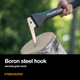 Fiskars 28" Hookaroon Saves Your Back - Lift, Drag, & Load Heavy Rounds of Firewood and Split Wood - Sharp and Lightweight Pick Tool for Logs - Pickaroon Logging Tool - Forestry Tools Fiskars