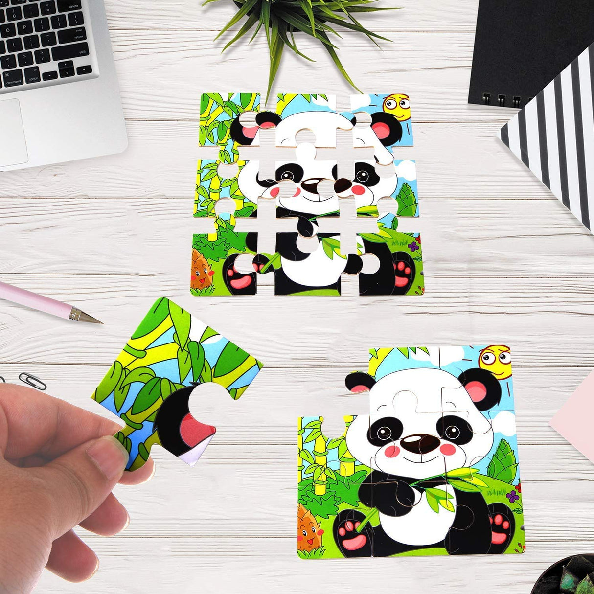 SANNIX 12 Pack Jigsaw Puzzles for Toddlers Wooden Animals Jigsaw Puzzles 9 pcs with 12 Organize Bags for Kids Ages 2 3 4 5 Preschool Educational Puzzles Learning Travel Toys for Boys and Girls SANNIX