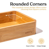 SMIRLY 5-Piece Bamboo Kitchen Drawer Organizer Set for Large and Small Utensils, Multi-use Storage Box - Bathroom, Nightstand, Jewelry, Cutlery, Knife, Spice, Towel, Junk Drawer Tray SMIRLY