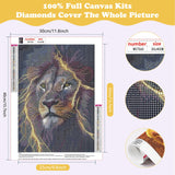 SENQAO Lion Diamond Painting Kits for Adults, Black Lion Diamond Art for Beginners, Round 5D Paint with Diamonds Pictures Gem Art Painting Kits DIY Adult Crafts Kits 12x16inch SENQAO