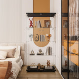 Display Cabinet with Glass Door and Lock, 4-Shelf Fast Installation in 30 Mins Curio Cabinets with 5mm Tempered Glass Floor Standing Bookshelf for Bedroom, Living Room (65'' x32'' x14'', Black) WoodArtSupply