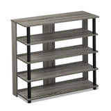 Furinno Turn-N-Tube 5 Tier Wide Shoe Rack, French Oak Grey/Black , 32 Inch Furinno