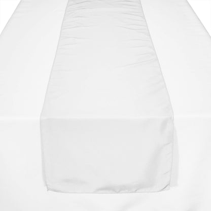 TableLinensforLess 6 Pack 13 x 90 inch White Polyester Table Runner for Events, Weddings, and Banquets