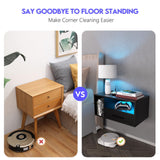 Homaterial Floating Nightstand with Charging Station and LED Lights, Floating Bedside Table with Drawers Wall Mounted Nightstands,for Bedroom Room, 21.3" x 11.8" x 10",Black Homaterial