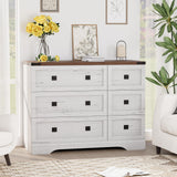 Royal Windsor Farmhouse 6 Drawer Dresser for Bedroom, Chest of Drawers Dresser for Closet, Clothes Organizers and Storage with Spacious Tabletop, Wooden Dressers for Living Room, White Royal Windsor