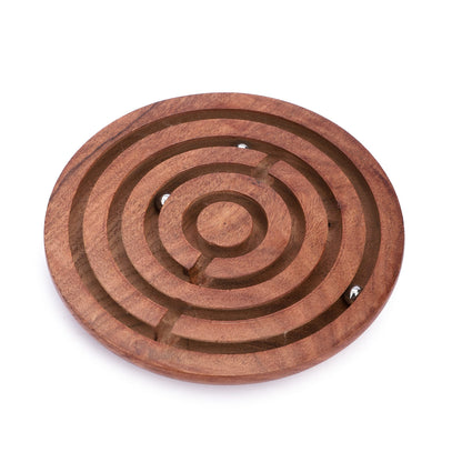 Ajuny Handcrafted Wooden Labyrinth Maze - Ideal, Educational Puzzle & Brain Teaser Game for Kids, Adults - Round Ball Maze, (6 Inches) - WoodArtSupply