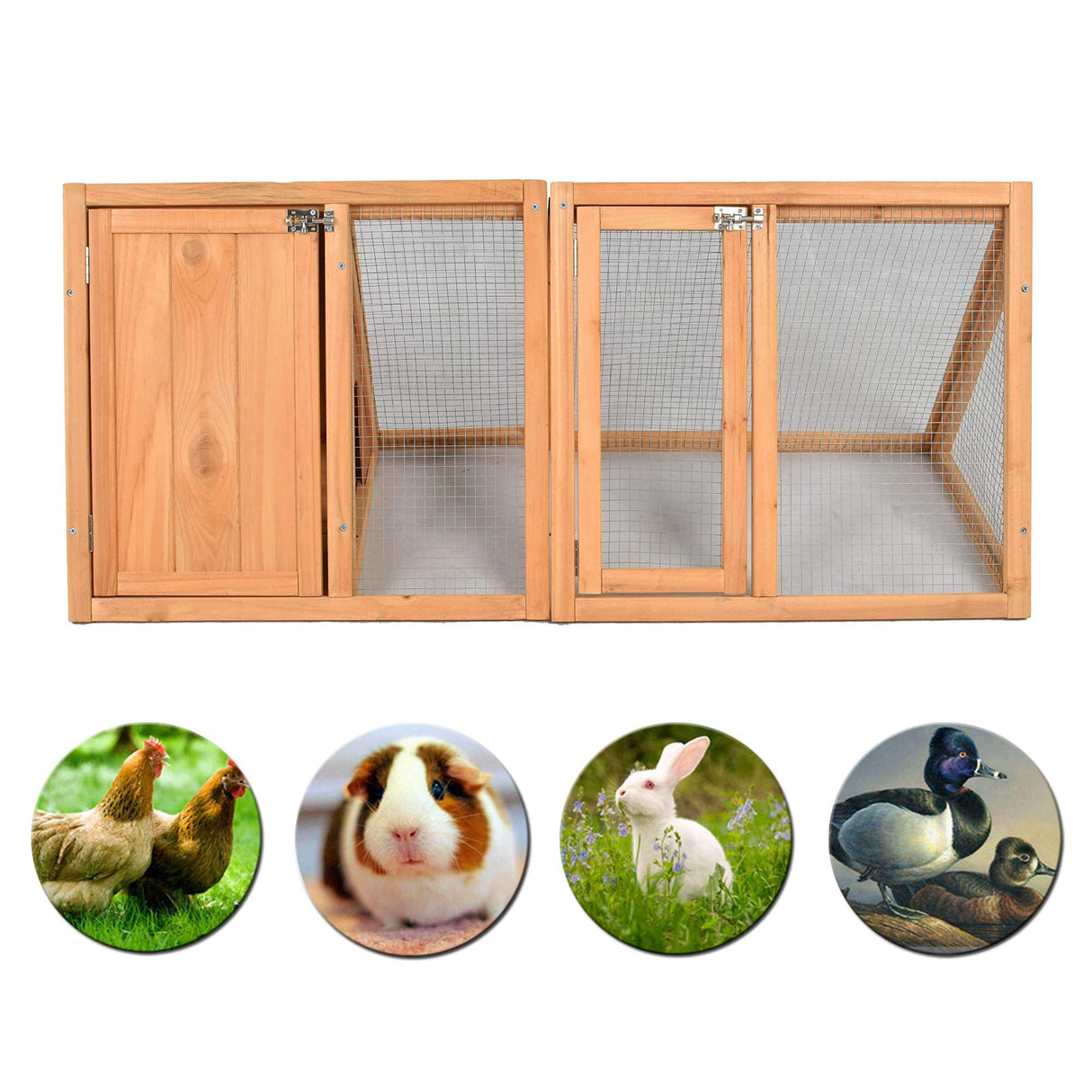 Outdoor Rabbit House Bunny Chicken Coop Wooden Small Animals Quail Cage Hamster Pet Run Cage Poultry Hutch with 2 Doors (46") GOJOOASIS