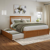 AFI Mission King Solid Wood Platform Bed with Footboard & Twin XL Trundle in Light Toffee AFI