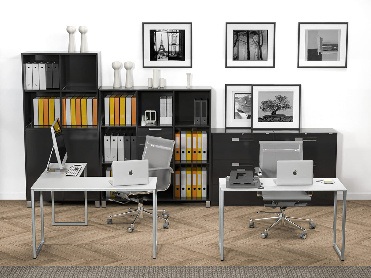 SHW 48-Inch Mission L-Shaped Home Computer Desk, White SHW