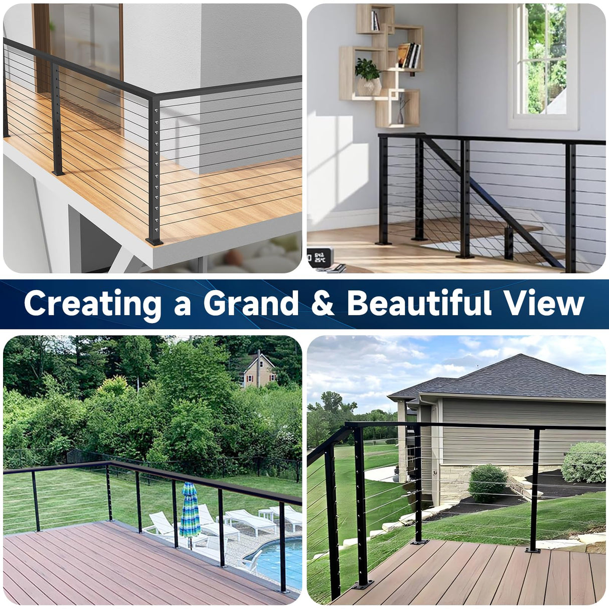Gyykzz 42Inch Flat Top Mount Cable Railing Post Kits (1, 1x T-Corner Post, 42") Gyykzz