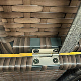 Outsunny 29 Gallon Patio Wicker Storage Bench, Outdoor PE Rattan Patio Furniture, 2-in-1 Large Capacity Rectangle Garden Storage Box with Handles and Cushion, Dark Blue Outsunny