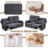 HAOMARKETS 3-Piece Power Recliner Sofa Set with Charging Port, Include 2 Single Power Chairs and a 3-Seater Reclining Couch with Cup Holders for Living Room, Dark Grey HAOMARKETS