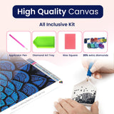 Modern Merch Mandala Diamond Art Kits for Adults, Blue and Black Pattern 5D Diamond Painting for Adults, DIY Mandala Wall Art, Cross Stitch Pattern Gem Art, Full Round Drill 12x16 Modern Merch